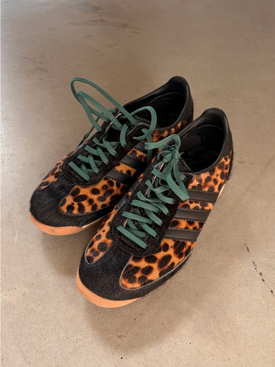 adidas Originals Shoes - adidas Originals SL72 Leopard-Print Sneakers with Green Laces USW5